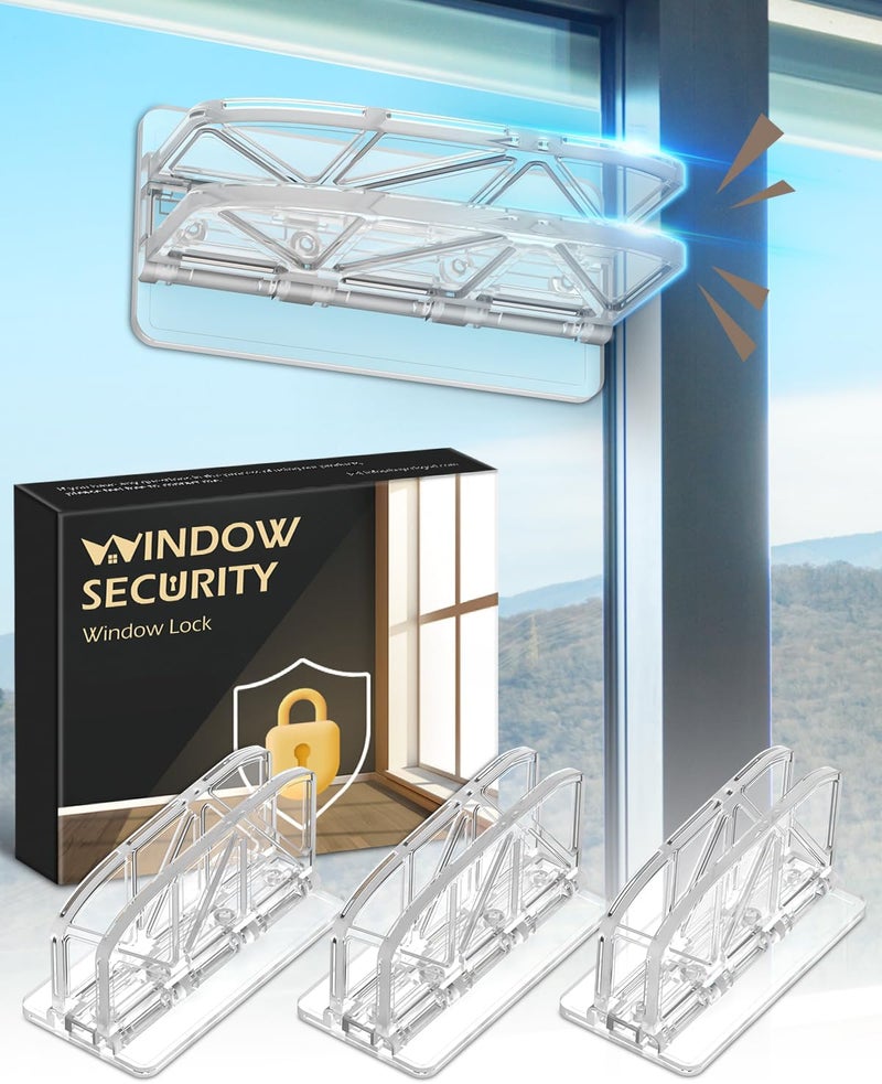 WINONLY Sliding Window Locks Door Lock - 4 Pack Sliding Glass Door Lock for Child Safety Closet Door Security Locks for Kids Home Security Door Lock Safety Child Proof for Inside Flip Door Latche Bar Stopper - Image 1